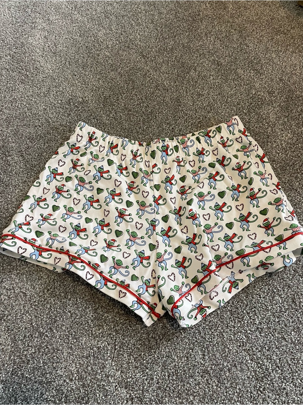 Roller Rabbit White Short Pajama Set with Red Trim and Multicolor Print - Picture 6 of 8